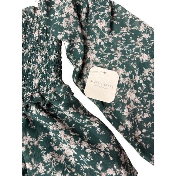Altar’d State tiered dress green floral NWT small - Picture 4 of 5